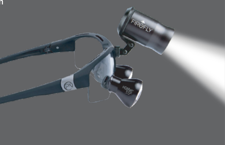 Firefly cordless headlight system mounted on a dark frame